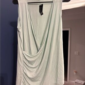 Torrid Green Asymmetrical Ruched Tank Top